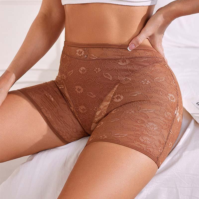 Plus Size Women Safety Pants Lace Breathable Underwear Women Boxer Briefs Sexy Hollow Women Boxer Briefs Cotton Solid Color Safety Bottoms