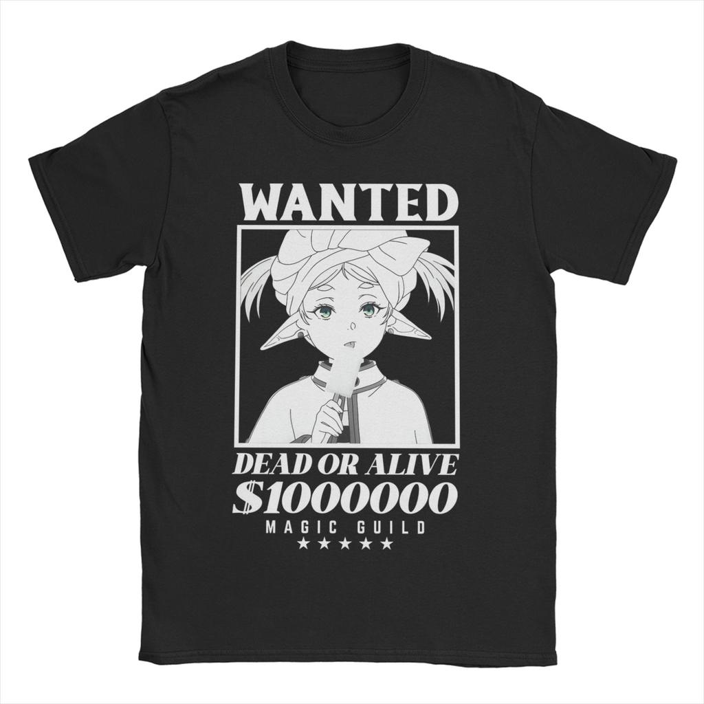 Frieren Moonlight Mage Футболка для унисекс ЖЕНСКАЯ 100% Хлопок Смешная футболка Круглый вырез Футболка с коротким рукавом Одежда Большого размера