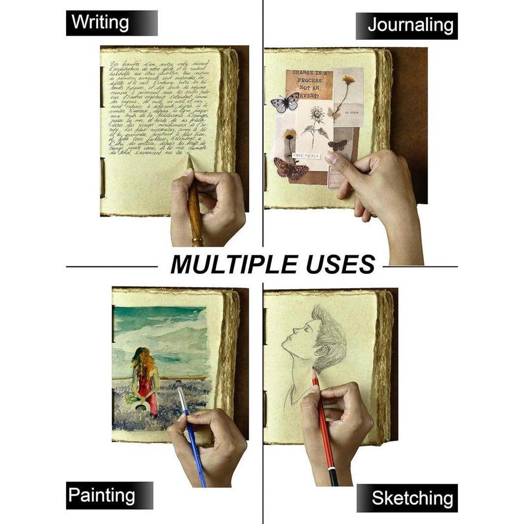 Винтажный кожаный журнал: Пустая Книга Теней с бумагой с декельным краем