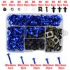 195PCS Motorcycle Fairing Bolt Screw Nut Kit Bodywork Screws Motorcycle Universal Kit Blue