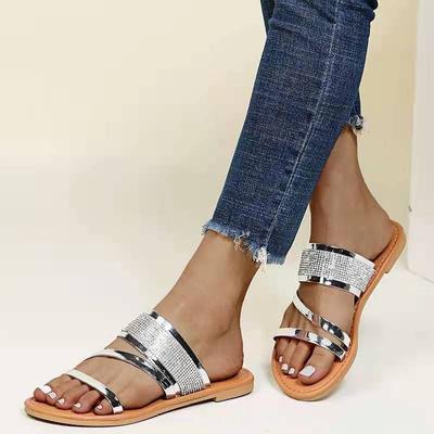 Новые шлепанцы, женские летние шлепанцы, уличная пляжная обувь с песком, модные брендовые женские шлепанцы без шнуровки, женские кожаные сандалии со стразами