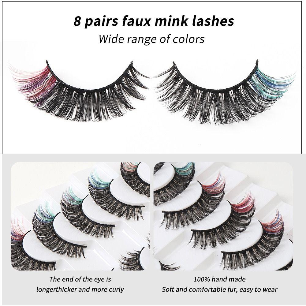 8 пар цветных ресниц яркие цвета 3D завитые накладные ресницы принадлежности для макияжа