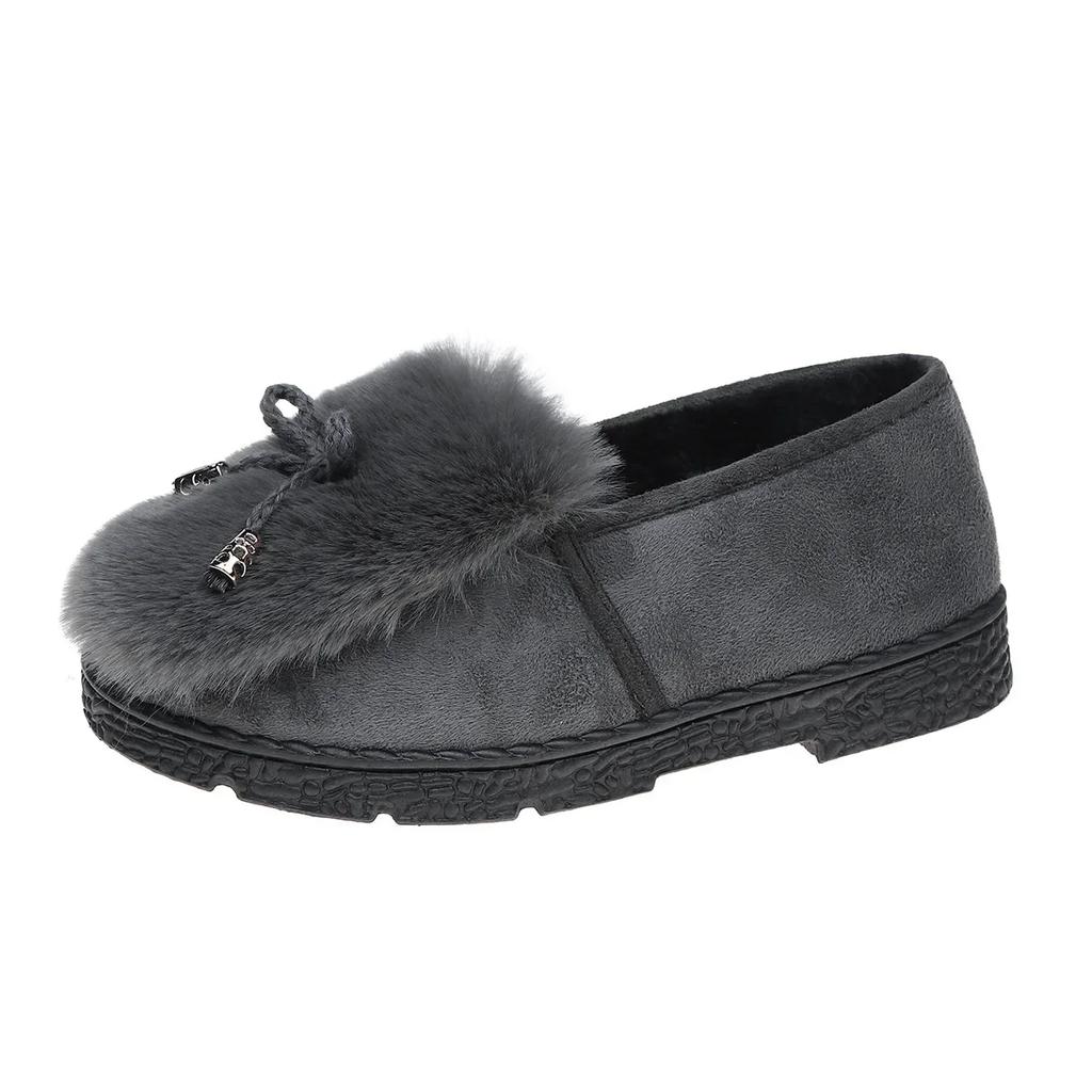 Женские пушистые меховые зимние сапоги с леопардовым принтом на плоской подошве, утолщенные плюшевые хлопковые подкладки, женские теплые ботильоны