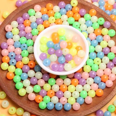 500 г 6 мм/8 мм/10 мм DIY Ювелирные аксессуары Светящиеся круглые креативные бусины ярких цветов Ожерелье Изготовление браслетов Акриловые материалы ручной работы