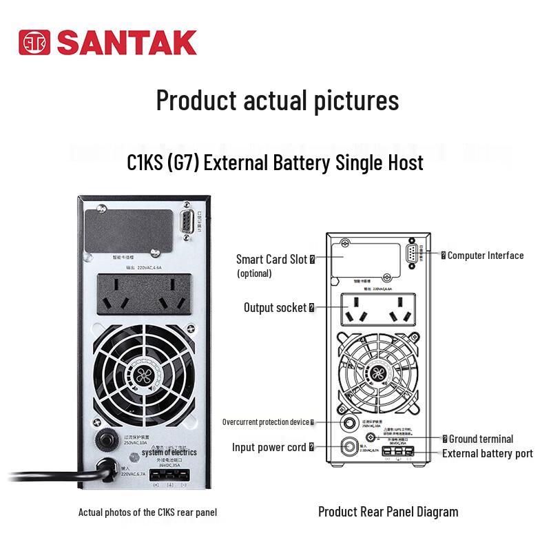 SANTAK C1KS 1 кВА Онлайн ИБП (Хост внешней батареи) Китайская вилка (адаптер в комплекте)
