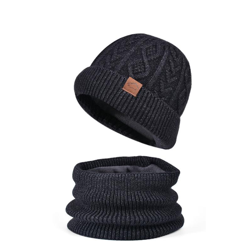 Winter Hat Gloves Scarf Set Fleece Warm Cold Protection Ear Protection Wool Hat Men's Knitted Pullover