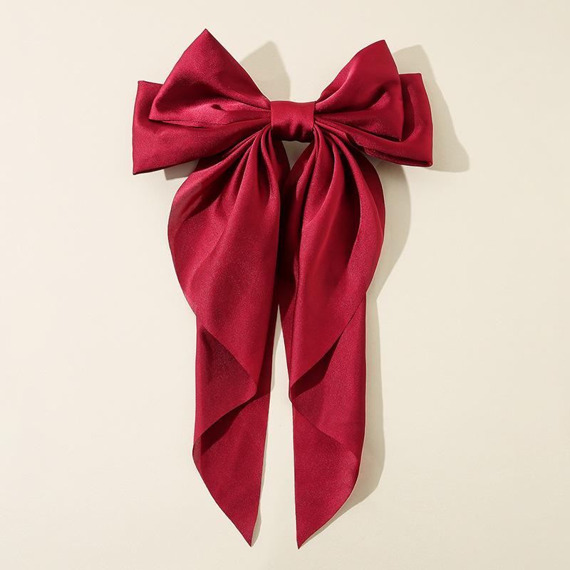 Silky Satin Hair Bows Big Hair Bows for Women Hair Ribbons Long Tail Big Bows Hairpin Spring Clips Hair Accessories for women