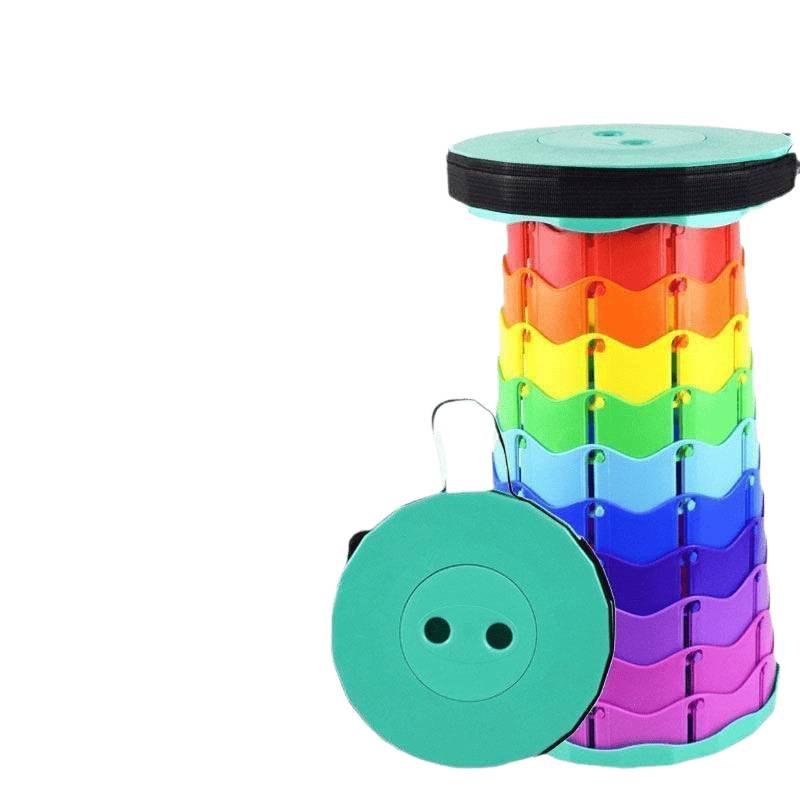 Rainbow Portable Ultra-Light Retractable Folding Stool for Travel and Outdoor Fishing