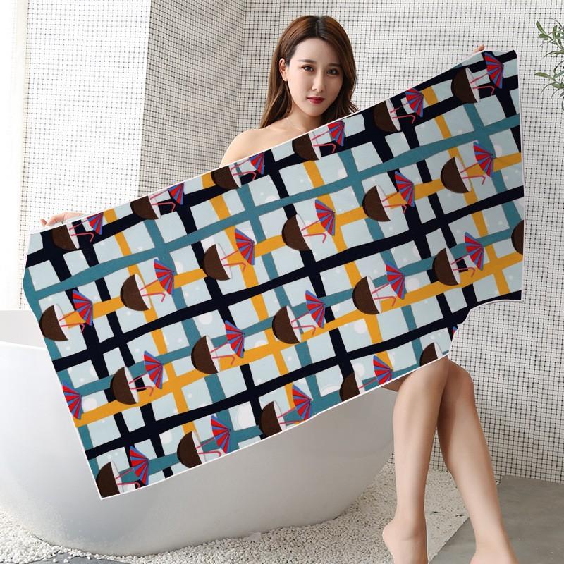 Ultrafine Microfiber Beach Towel Large Size Quick Dry Absorbent Digital Print Swim Cover Up Sun Protection Women Men Kids Pool Travel