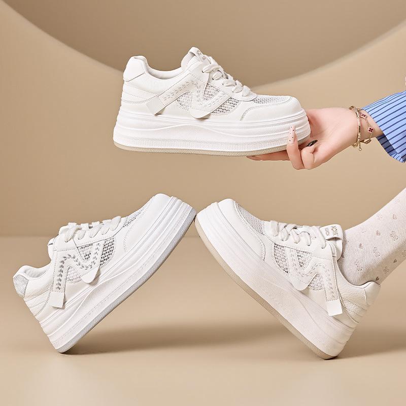 Women's 2026 summer new shoes women's shoes platform heightening shoes women's board shoes mesh breathable casual shoes
