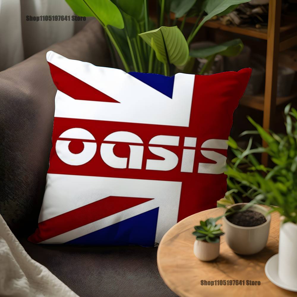 O-Oasis Band Pillow Case For Sofa Decor Car Office Room Printing Cushion Cover Decorations and Protector