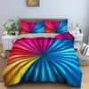 3D Abstract Duvet Cover King Queen Size Colorful Ripple Bedding Set Psychedelic Geometric Soft Comforter Cover with Pillowcase