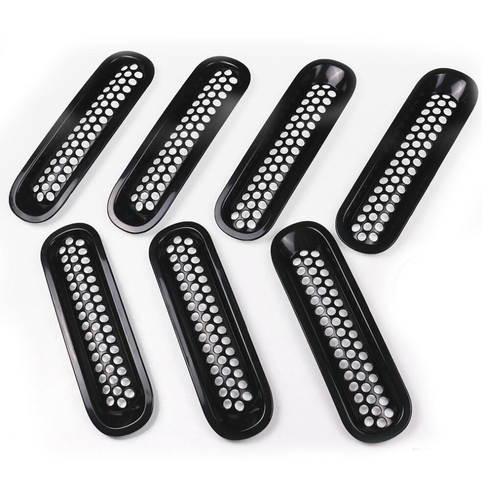 7 шт. Наклейка на переднюю решетку, защитная решетка для автомобиля, передняя вставка, для Jeep Wrangler JK 2007-2017, 2-дверный, 4-дверный, декоративная вставка, решетка