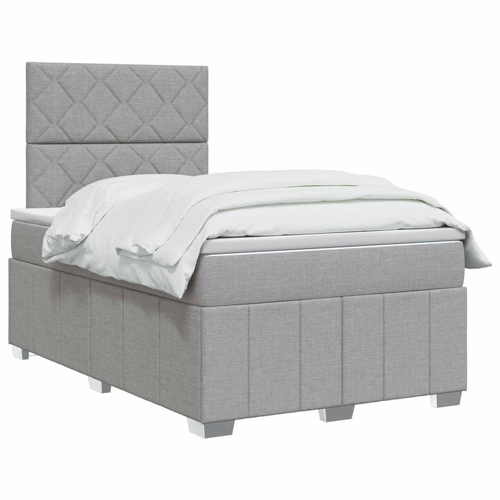 LED Boxspring Bed with Mattress Light Gray 120 x 190 cm Fabric