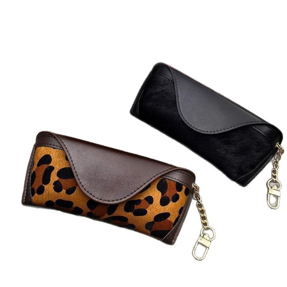 Plush Pu Leather Glasses Bag Leopard Print Sunglasses Eyeglass Bag Glasses Storage Bag Outdoor