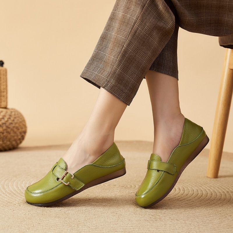 Желтые мокасины из коровьей кожи, женские балетки ручной работы, белые туфли для вождения для мам, женские зеленые мокасины в этническом стиле