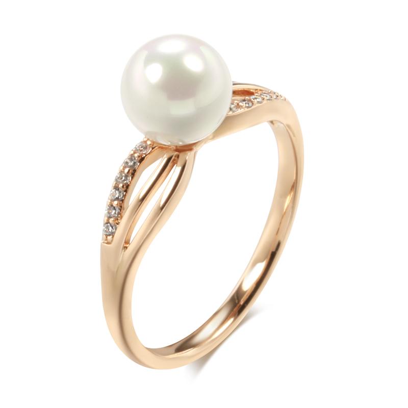 Тонкое женское кольцо с имитацией жемчуга, под золото