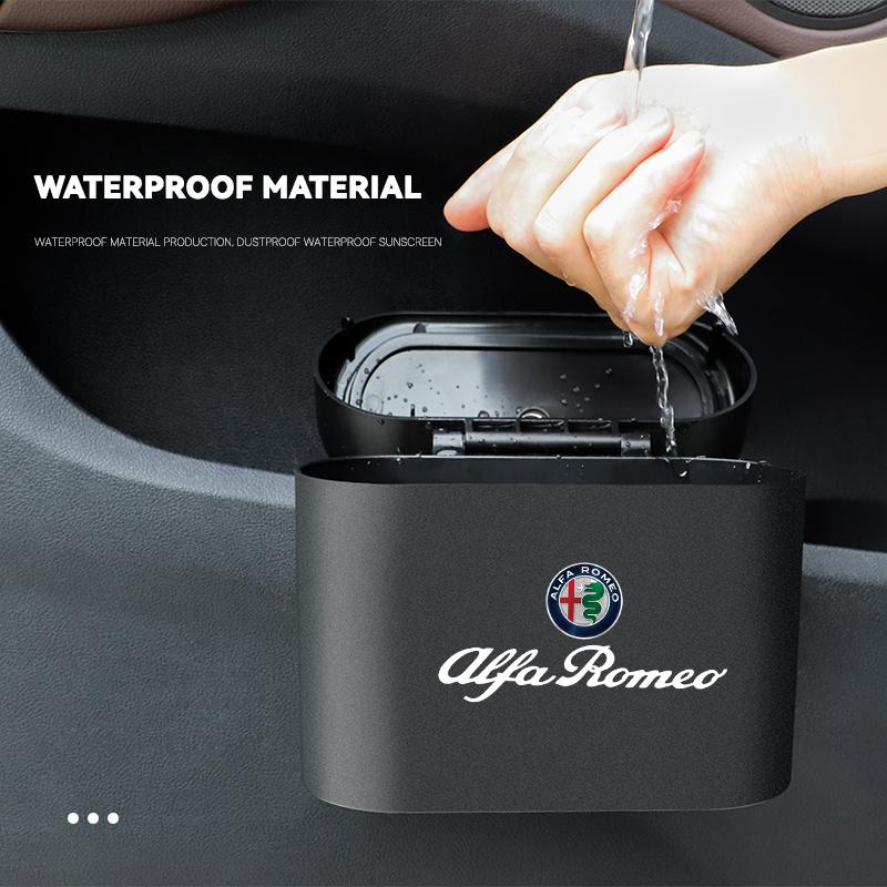 Hanging Car Trash Can Auto Emblem Garbage Box For Alfa Romeo Giulia Stelvio Giulietta 156 159 147 Mito Tonale Brera Disco VolantGQ7