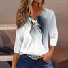 Women's 3/4 Sleeve T Shirts V Neck Button Summer Tops Business Casual Basic Tees Blouse