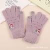 Korean Touchscreen Christmas Aesthetic Cute Snowman Embroidered Plush Gloves Women Winter Fleece Warm Gloves