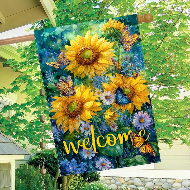 1pc a Garden Flag Featuring Spring Flowers And a Summer Peace Theme, Measuring . Ideal for Home, Yard, And Outdoor Decoration, This Is a Double-Sided