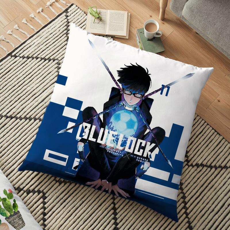 Наволочка с квадратным рисунком аниме «Blue Lock» с принтом «Isagi Yoichi Nagi Seishiro», мягкая, дышащая, для декора спальни, для фанатов