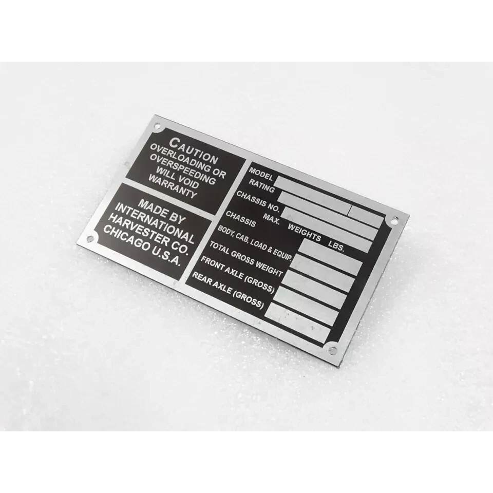 DATA PLATE FOR INTERNATIONAL HARVESTER COMPANY 1930 - 40 |Fit For