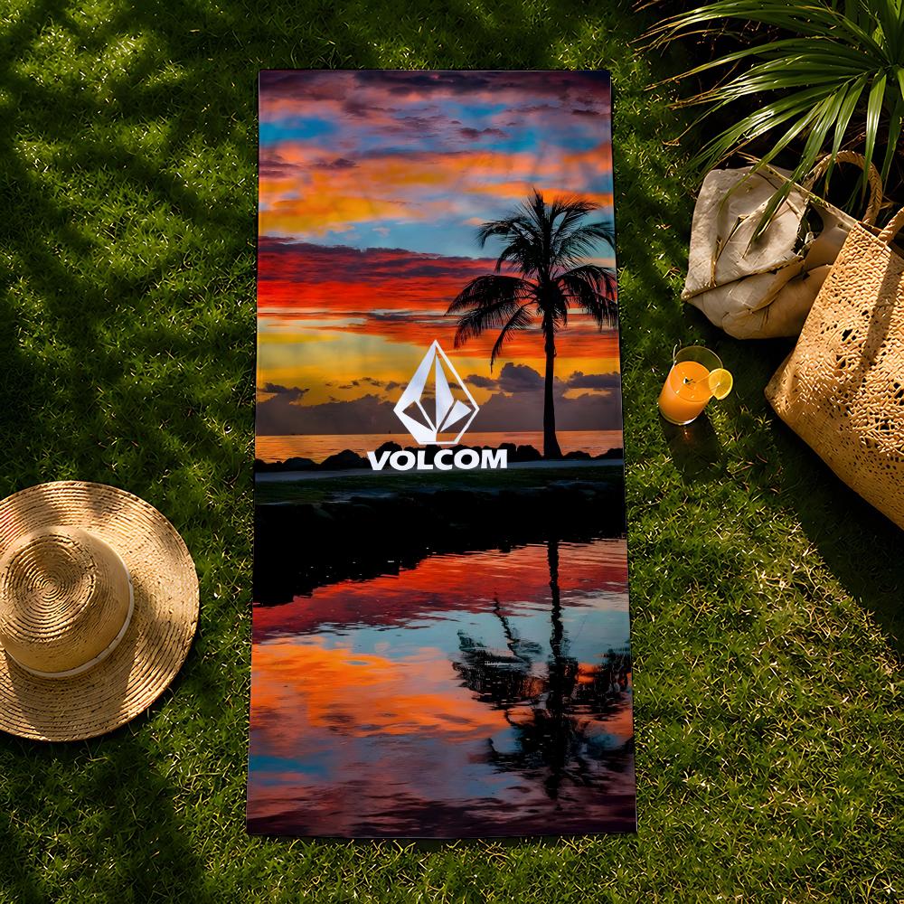 Бренд V-Volcom Полотенце пляжное, быстросохнущее впитывающее банное полотенце для плавания, спортзала, кемпинга, отдыха на природе