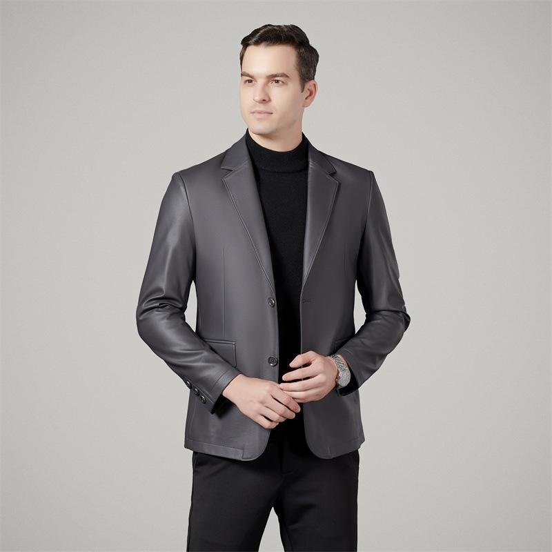 Молодежь и средний возраст кожаный костюм мужской из натуральной кожи овчина новая кожаная куртка повседневный одинарный кожаный костюм куртка