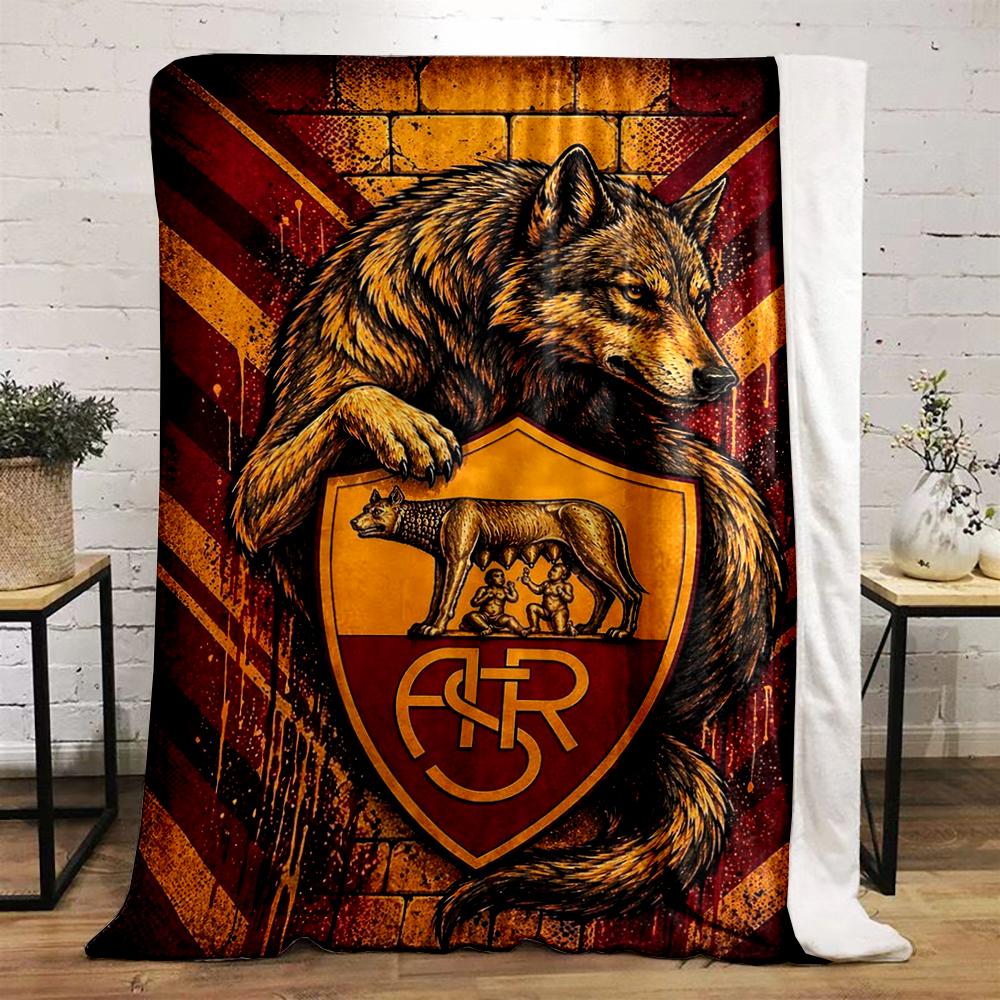 Wolf and Shield with Vintage Design Flannel blanket for bedroom living room sofa and nap