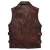 Жилет для мужчин, новый винтажный коричневый мотоциклетный байкерский кожаный жилет, мужская куртка без рукавов из натуральной воловьей кожи, тонкие жилеты в клубном стиле, пальто