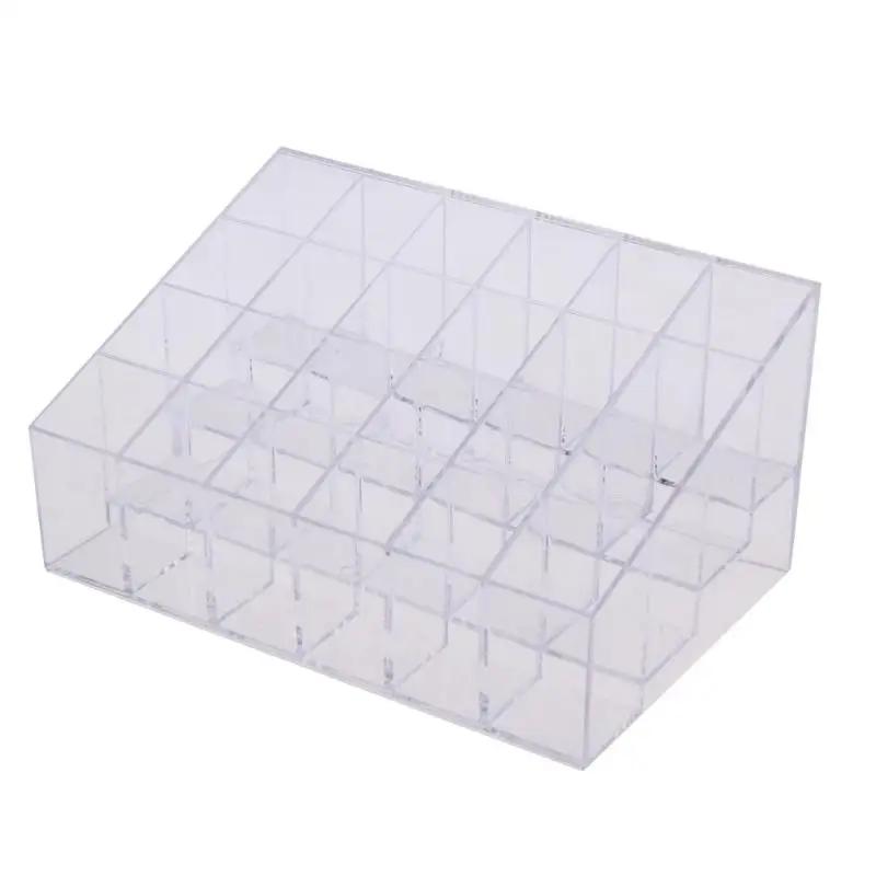 Clear Acrylic 24 Grid Makeup Organizer Storage Box Lipstick Nail Polish Display Stand Holder Cosmetic Jewelry Organizer Box Case
