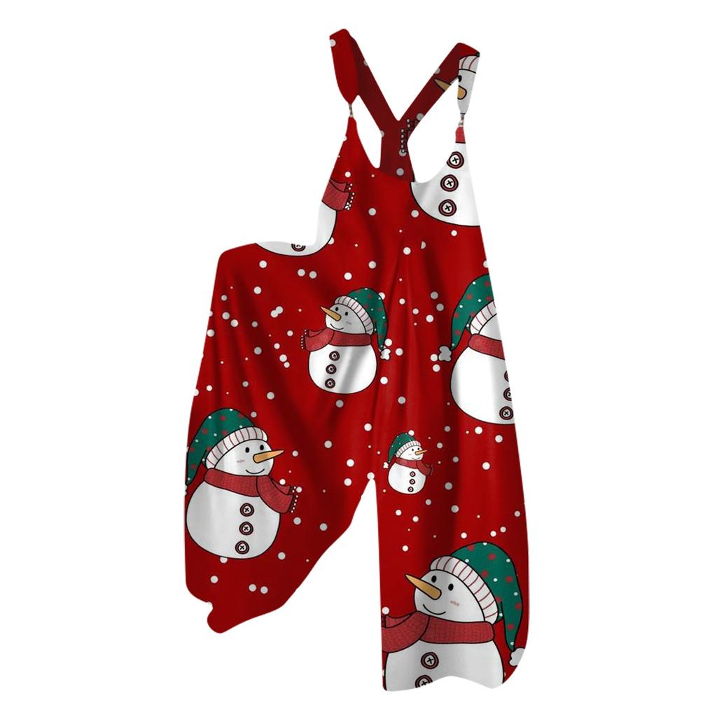 Женский летний комбинезон с рождественским принтом в винтажном стиле (Нерегулируемые ремни)