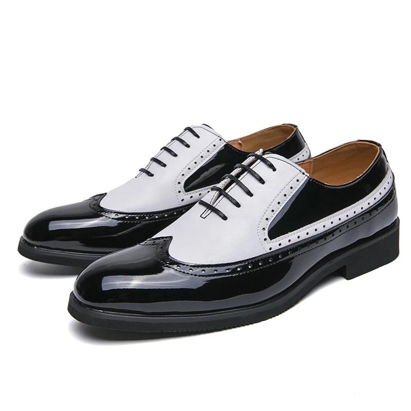 Мода Новые Черные Мужские Броги Мужские Круглый Носок Шнуровка Коричневый Смешанные Цвета Деловые Формальные Туфли Повседневные Размер 38-48 Zapatillas Hombre