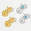 Retro Metal Star Heart Dangle Earrings Elegant Alloy Unisex Jewelry