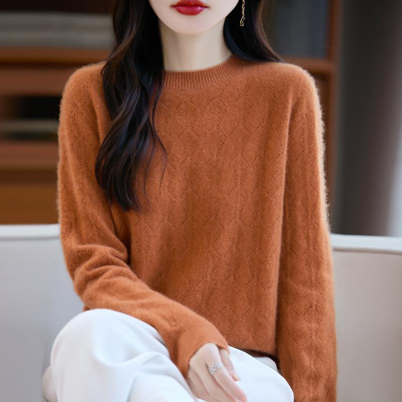 Women's Cashmere Sweater Qinghe Cashmere 30% Cashmere 70% Wool Autumn and Winter Pullover Warm and Fashionable