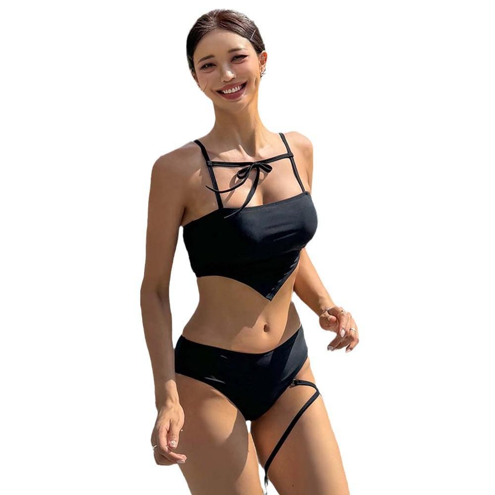 Premium solid color split swimsuit women's sexy three-point bikini hot spring swimsuit 1011 new swimsuit