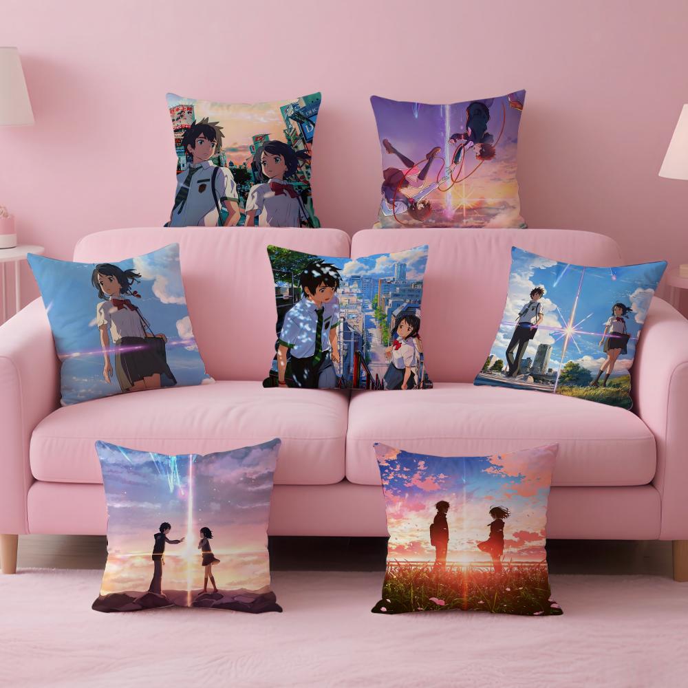 Romantic Anime Japanese Movie YYour Name Cushion Cover Pillow Case Soft Skin Friendly Fabric Concealed Zipper