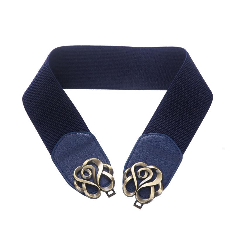 Женский винтажный кожаный ремень для платья, эластичная растянутая лента, латунный ремень с пряжкой в ​​стиле ретро, ​​женский ремень