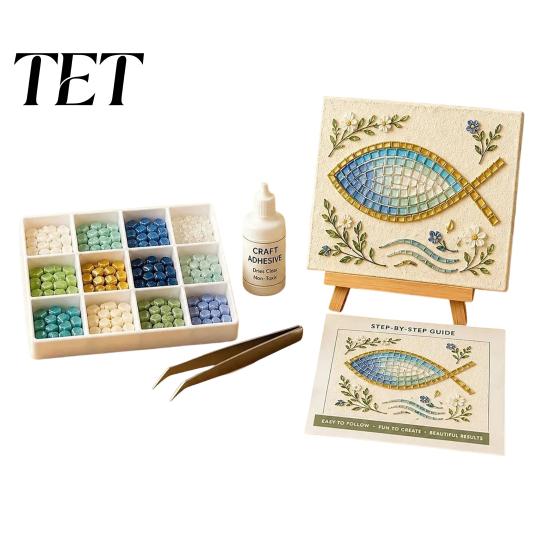 Spiritual Home Decor Pieces Christian Sea Glass Art Kit, DIY Religious Mosaic Kit for Adults, Faith Beginner Friendly Supplies Inspired Craft,