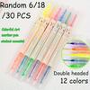 6/18/30 PCS Dual Headed Water Colorful Pens 12 Colors Markers Fluorescent Pen Marking and Line Marking Student Take Notes Essential Back To School