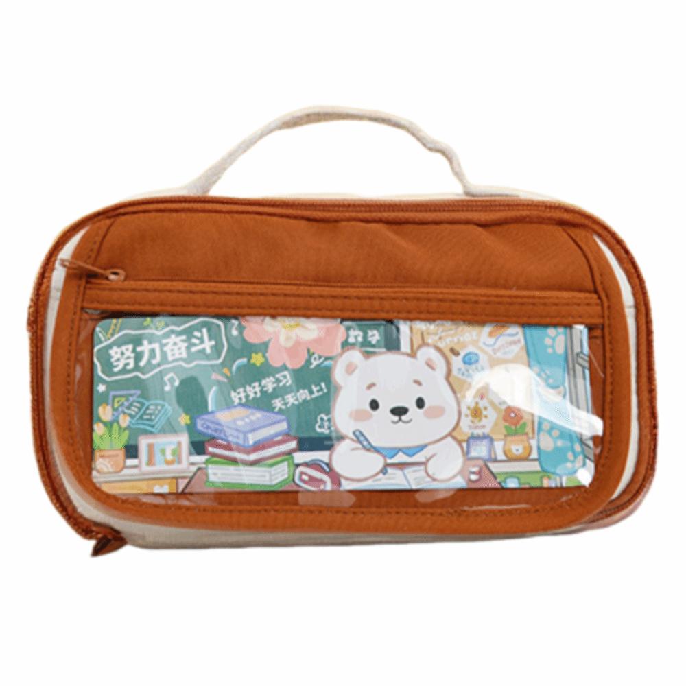 Bear 9 Layers Pencil Case Large Capacity Pen Organizer Pouch Trendy Pencil Storage Bag Kids Gift