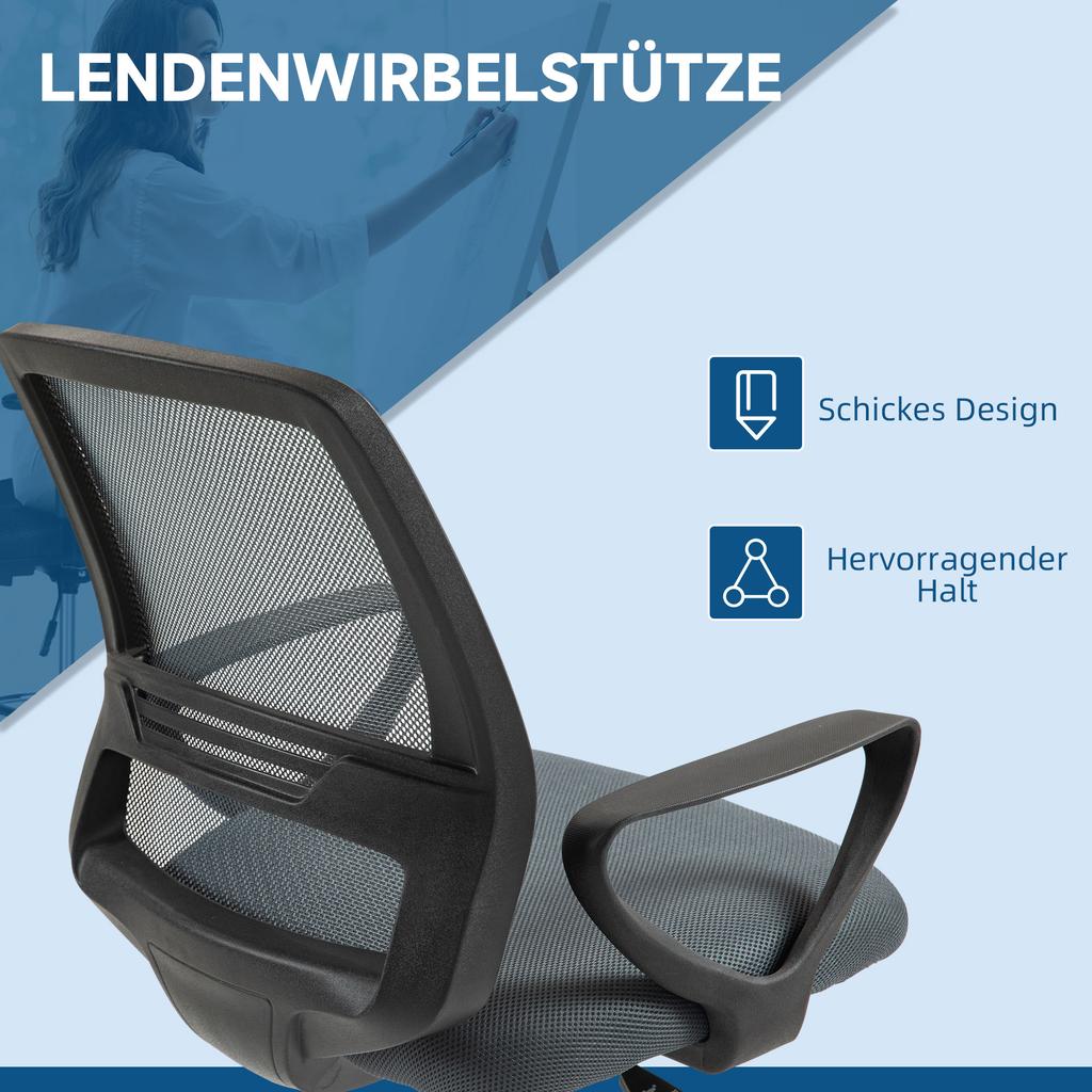 Ergonomic Office Chair With Armrests And Adjustable Footrest Mesh Upholstery Gray