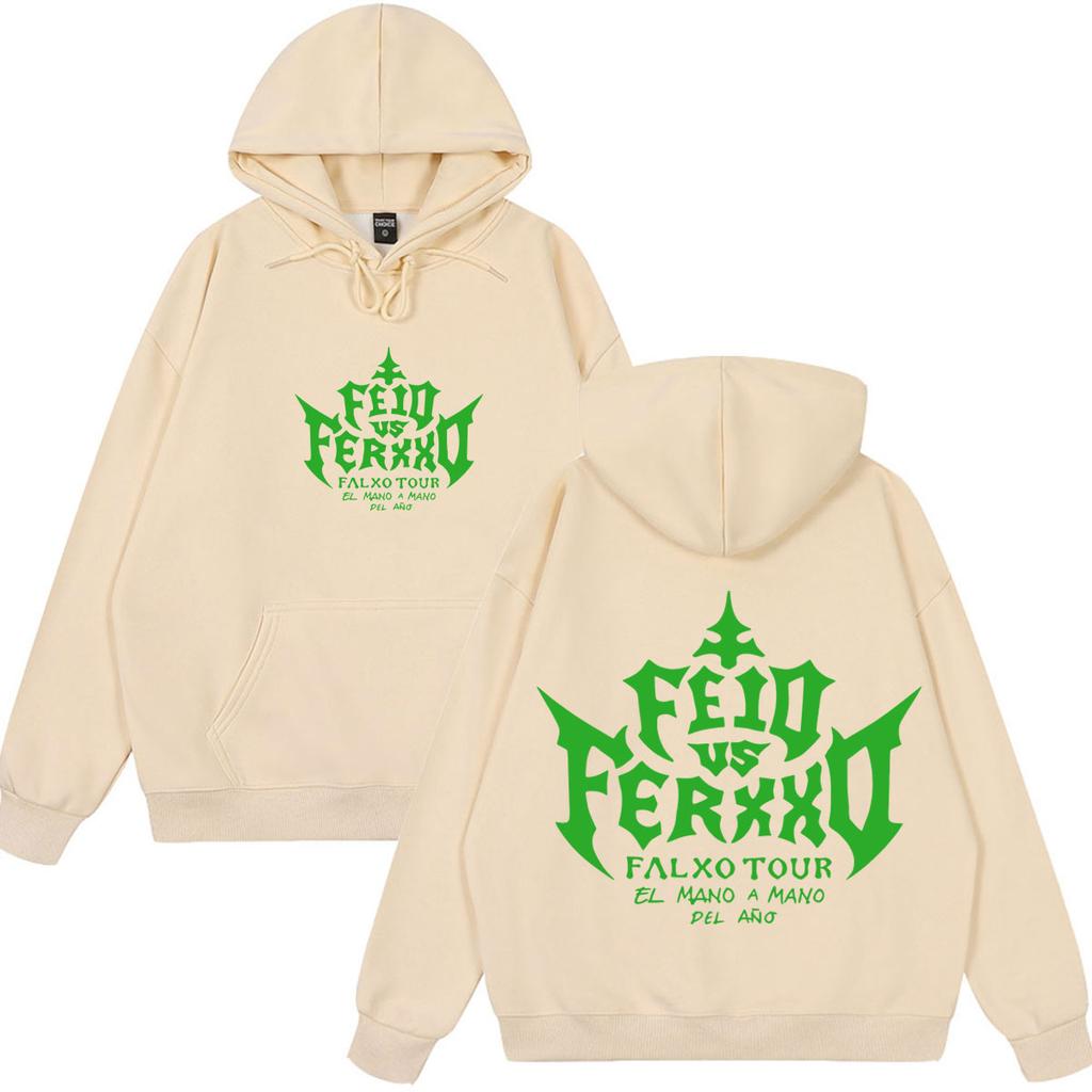 Feid Ferxxo Falxo Tour Hoodie Vintage Long Sleeve Hooded Sweatshirt Unisex Streetwear Pullover for Reggaeton Music Lovers Autumn Winter Wear