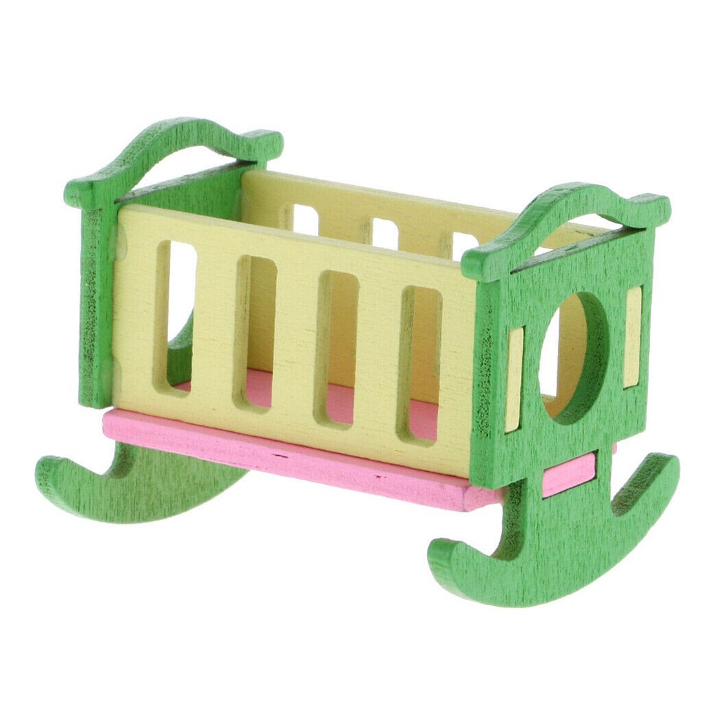 Mini Simulated Toys Nursery Dining Chair Cradle Cot Dolls House Furniture Miniatures Dollhouse