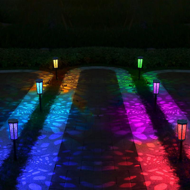 New Solar Garden Lawn Hollow Out Light LED Solar Landscape Light Outdoor Waterproof Garden Floor Insertion Light Christmas RGB Decorative Light