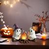 Ghost Campfire Gathering Halloween Decor Cute 2 Ghost And Bonfire Figurine Resin Ghost Night Light for Home Mantel Shelf Desk Decor