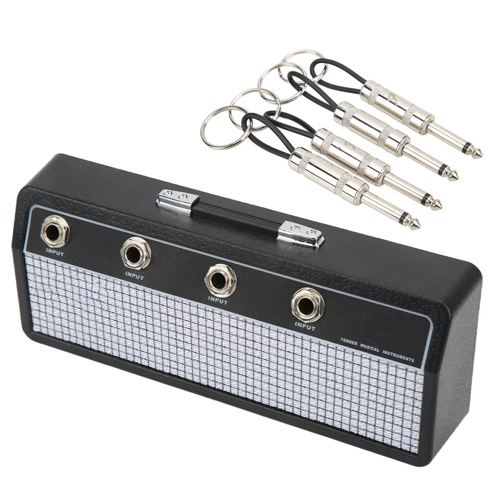 Коробка для хранения гитарных штекеров, настенный держатель для ключей для гитарного усилителя, стойка с 4 брелоками