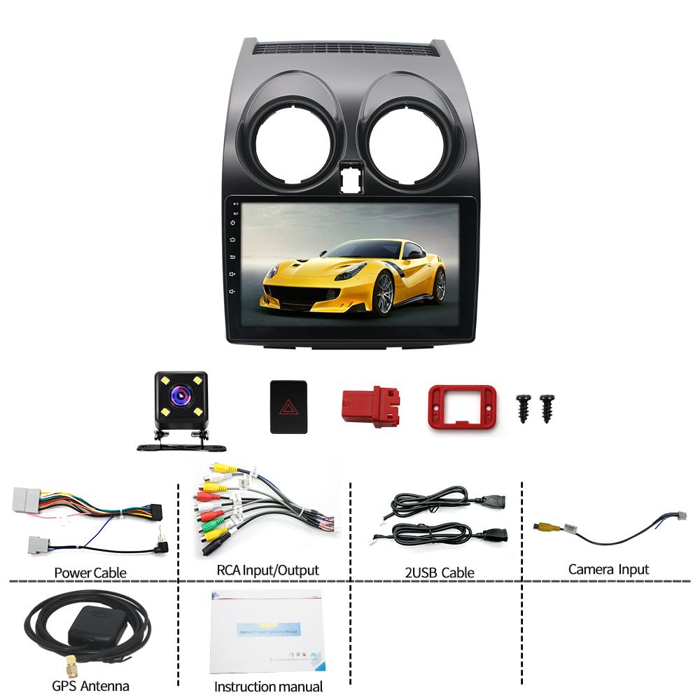 9-дюймовый автомобильный радиоприемник GPS Navi Android 10.0 DAB+ WIFI BT FM DAB 2+32 ГБ совместим с Nissan Qashqai J10 2007-2016