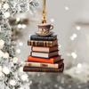 2d Acrylic Flat Printing Books Pendant Home Tree Window Hanging Decor Gift For Book Lovers Creative Book Christmas Tree Ornament